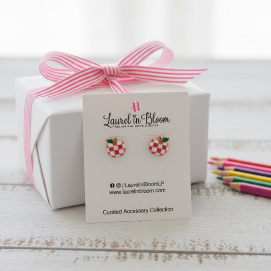 Class Act Checkered Apple Studs