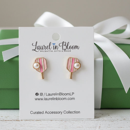 Pickleball Paddles & Pearls Earrings
