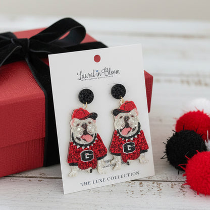 Quinn Glitter Mascot Bulldog Cutout Earrings