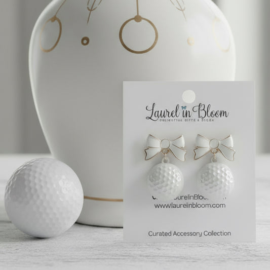 Golf Balls & Bows Earrings