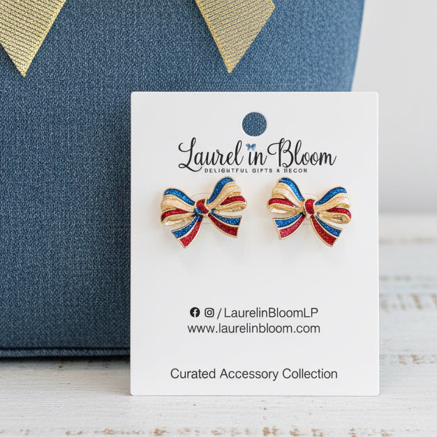 In Patriotic Style Bow Earrings