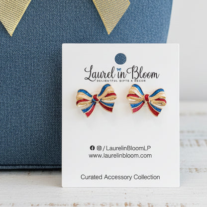 In Patriotic Style Bow Earrings