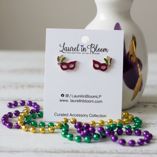 Mardi Gras Mini Feather Masquerade Earrings