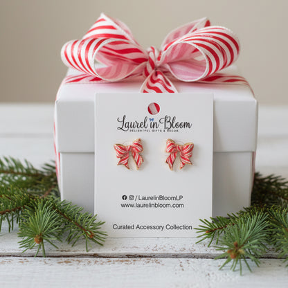 Mini Mistletoe Bow Studs