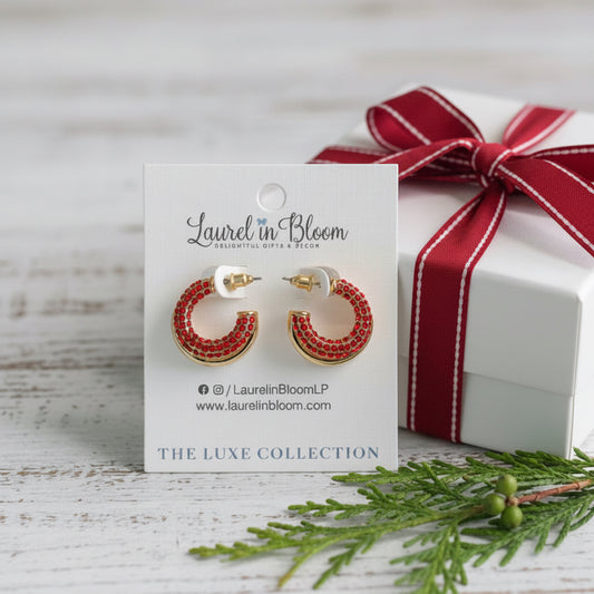 Kendall Crystal Double Hoops (Scarlet)