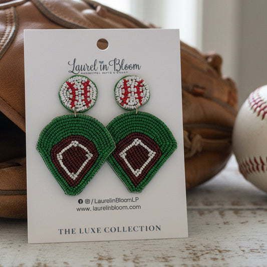 Home Run Classic Beaded Baseball Drop Earrings