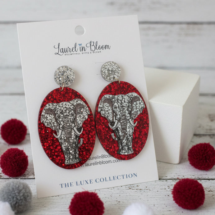 Quinn Glitter Mascot Oval Drop Earrings