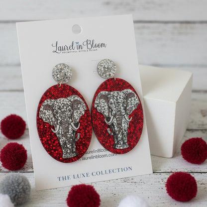 Quinn Glitter Mascot Oval Drop Earrings