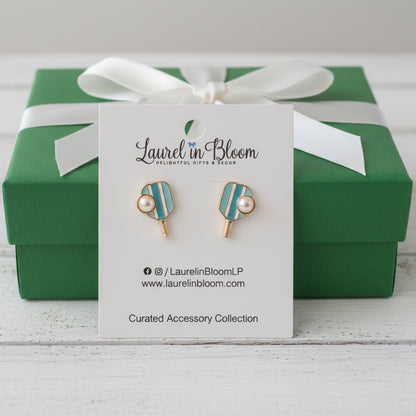 Pickleball Paddles & Pearls Earrings