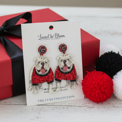Quinn Glitter Mascot Bulldog Cutout Earrings