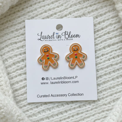 Mr. Gingerbread Man Cookie Stud Earrings