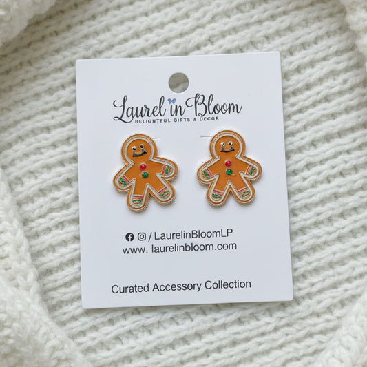 Mr. Gingerbread Man Cookie Stud Earrings
