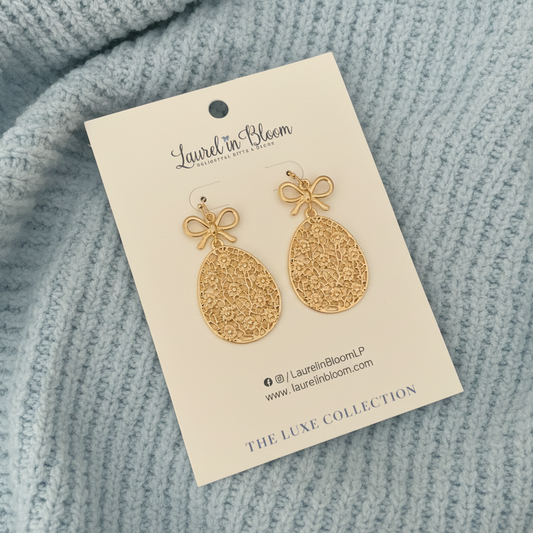 Corrine Vintage Inspired Floral Easter Egg Earrings