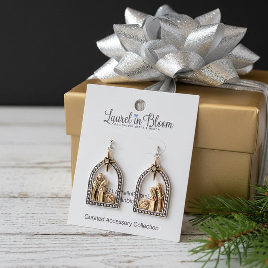 Born in a Manger Nativity Earrings