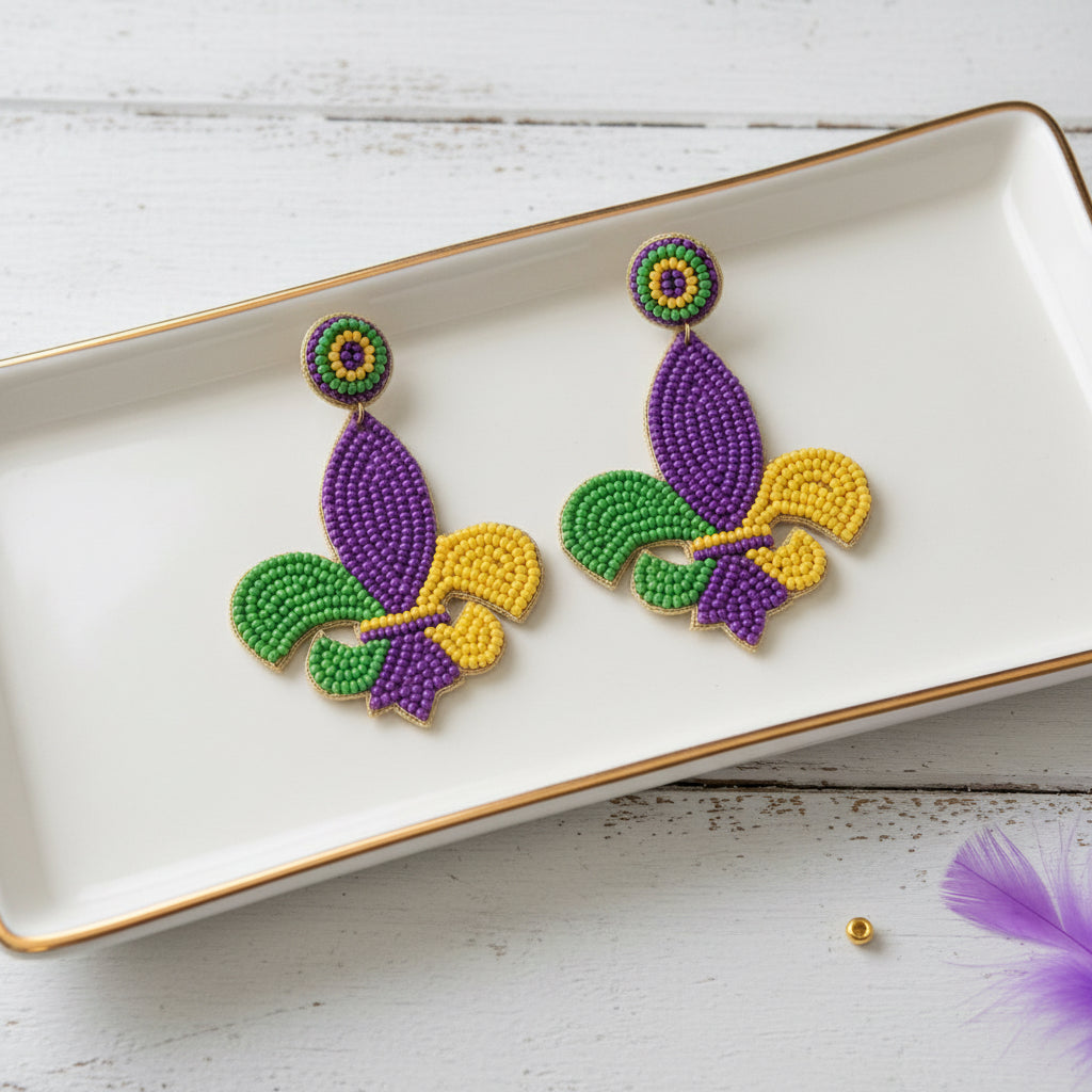 Fleur de Lis LUXE Bauble Earrings