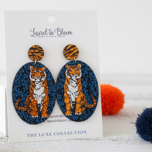 Quinn Glitter Mascot Oval Drop Earrings