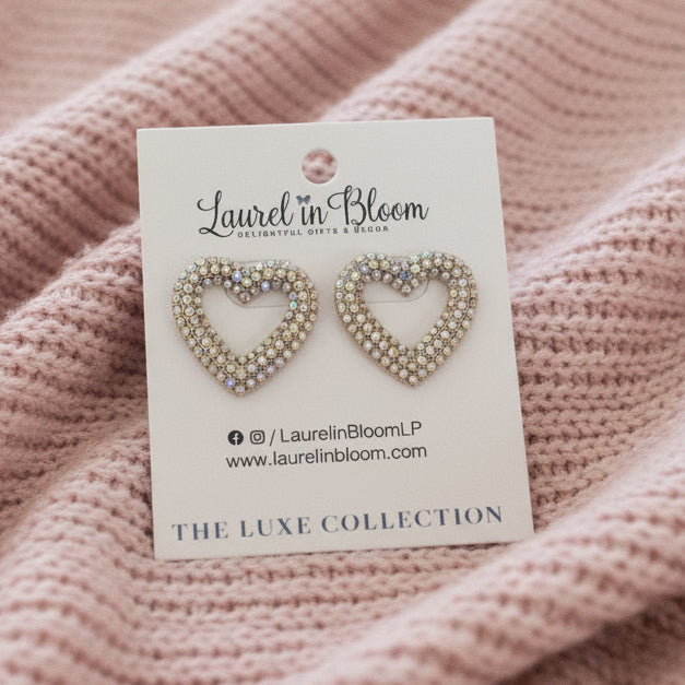 With Love - Channel Set Heart Earrings