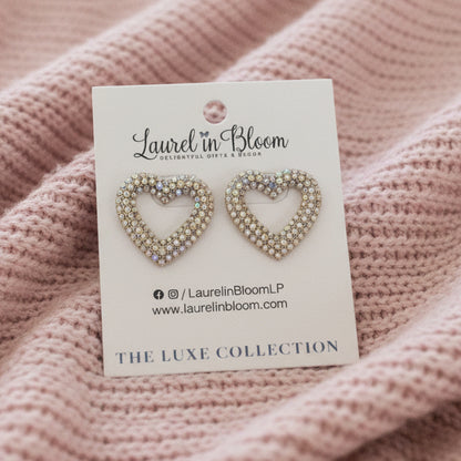 With Love - Channel Set Heart Earrings
