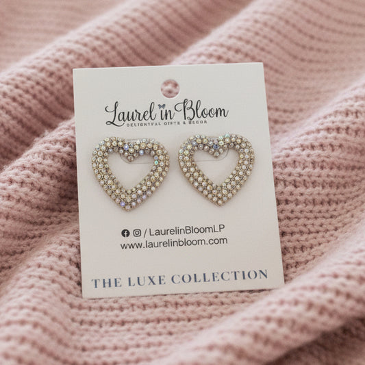 With Love - Channel Set Heart Earrings