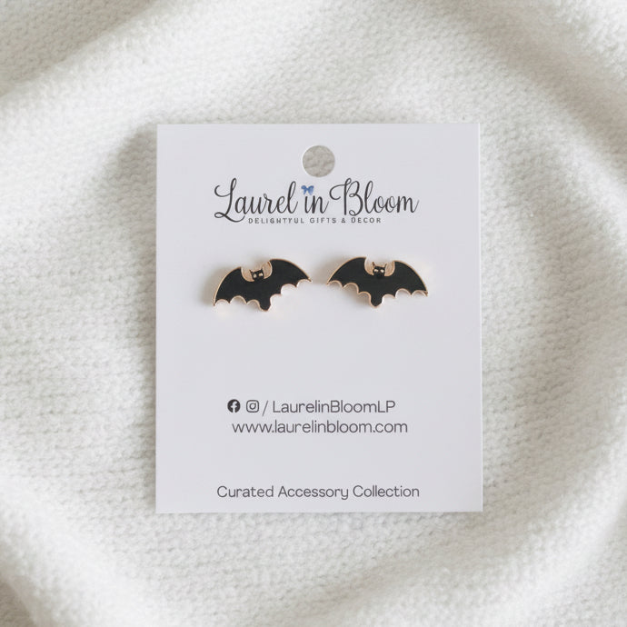 Golden Gaze Bat Earrings