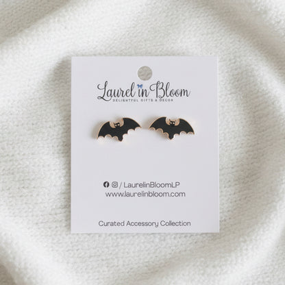 Golden Gaze Bat Earrings