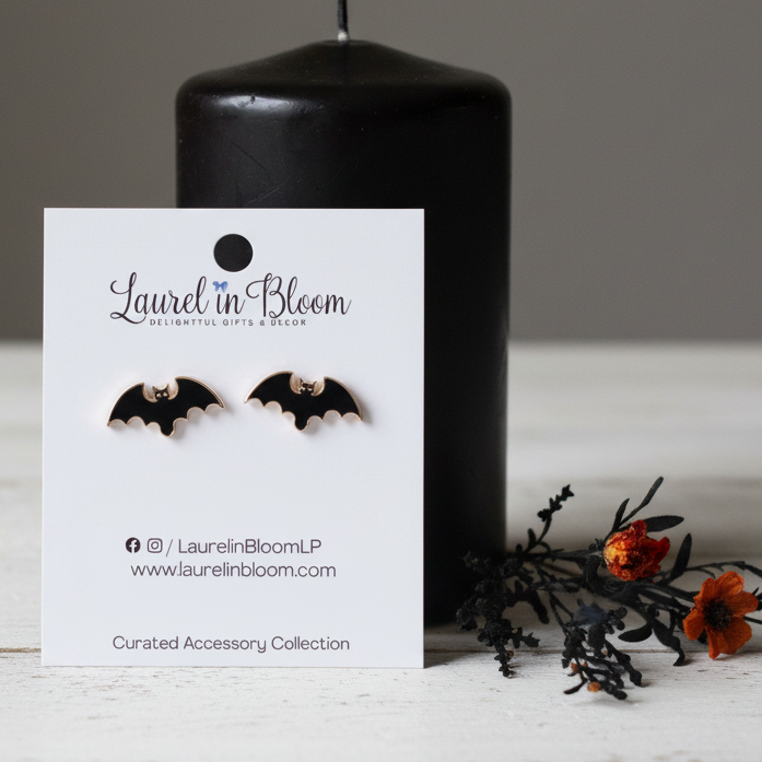 Golden Gaze Bat Earrings