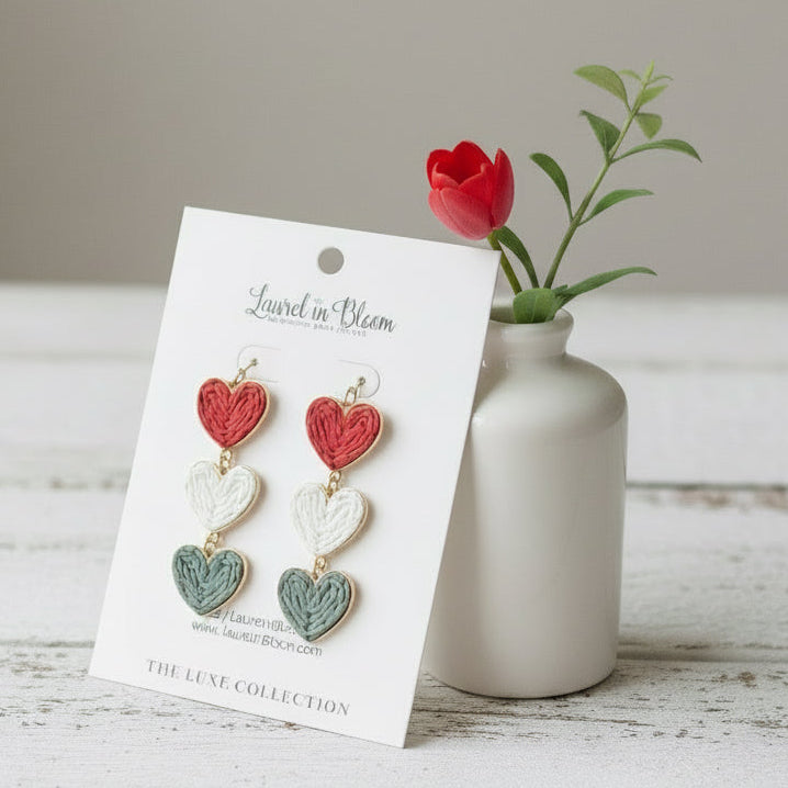 Hopeless Romantic Triple Heart Earrings