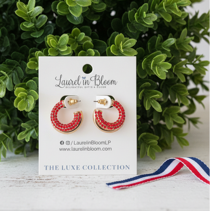 Kendall Crystal Double Hoops (Red)