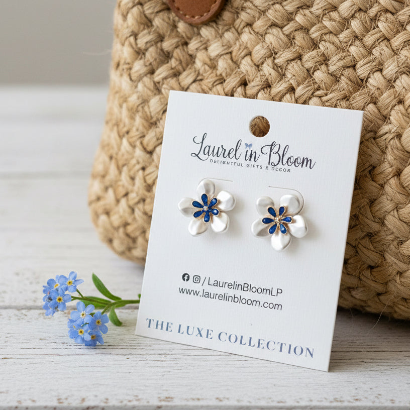 Camden Floral Blooms Earrings (Blue)