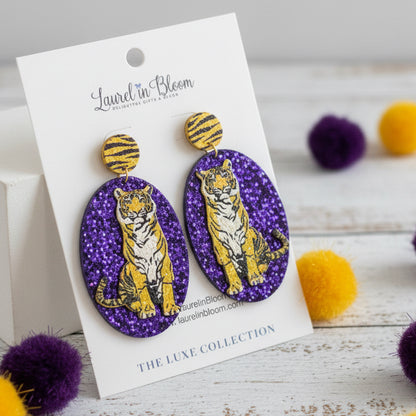 Quinn Glitter Mascot Oval Drop Earrings