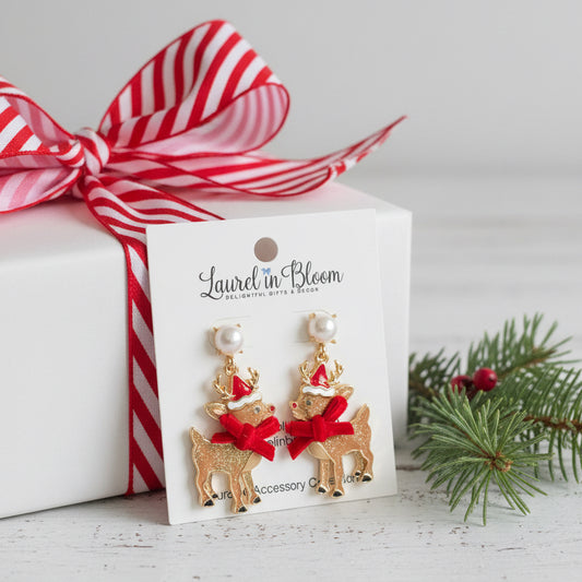 Dasher & Dancer Reindeer Drop Earrings