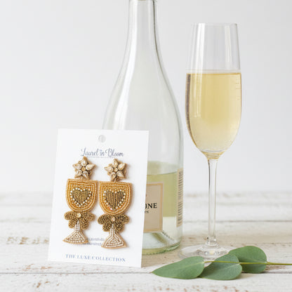 Champagne Heart Cocktail Earrings