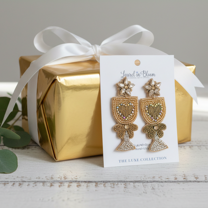 Champagne Heart Cocktail Earrings