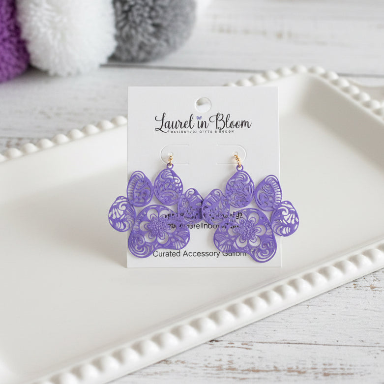 Filigree Paw Print Earrings